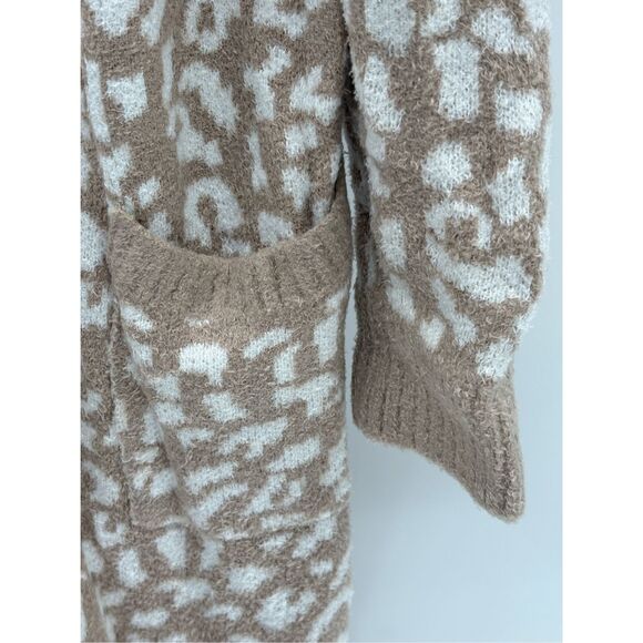 Rachel Zoe Cardigan Sweater Hooded Long Women Large‎ New Animal Print Tan White - Picture 7 of 10